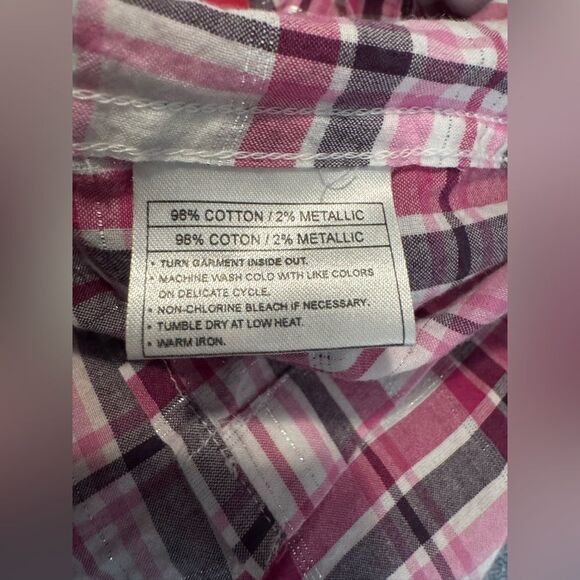 Ariat Women's Studded Pink Plaid Long Sleeve‎ Evelyn Snap Western Shirt Sz Small - Picture 4 of 4